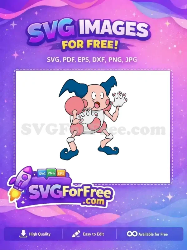 Free Surprised Mr Mime Free Pink Blue Pokemon Free SVG
