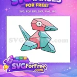 Free Pink and Blue Porygon Free Virtual Digital Pokemon Free SVG - Instant Download