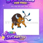 Free Orange Tauros Pokemon Free Blue Hooves Cartoon Free SVG - Instant Download