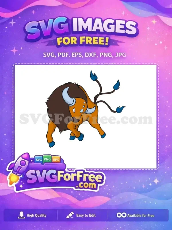 Free Orange Tauros Pokemon Free Blue Hooves Cartoon Free SVG