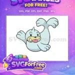 Free Waving Light Blue Dewgong Free Playful Tongue Out Pokemon Cartoon Free SVG - Instant Download