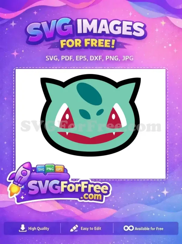 Free Teal Bulbasaur Face Free Cartoon Pokemon Free SVG 1