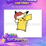 Free Santa Hat Free Smiling Pikachu Pokemon Free SVG - Instant Download