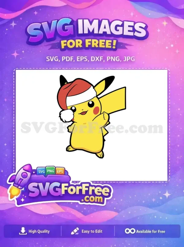 Free Santa Hat Free Smiling Pikachu Pokemon Free SVG