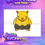 Free Yellow Cartoon Drowzee Free Smiling Face Pokemon Free SVG - Instant Download