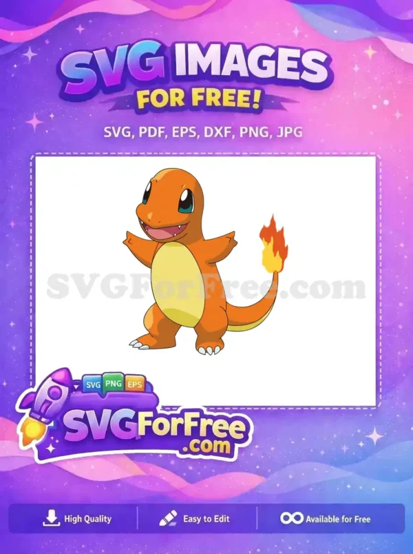 Free Orange Charmander Smiling Free Flame Tail Pokemon Free SVG 1