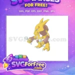 Free Yellow Alakazam Holding Spoons Free Pokemon Cartoon Free SVG - Instant Download