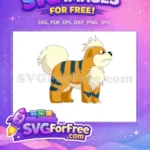 Free Orange Growlithe Free Blue Stripes Pokemon Cartoon Free SVG - Instant Download