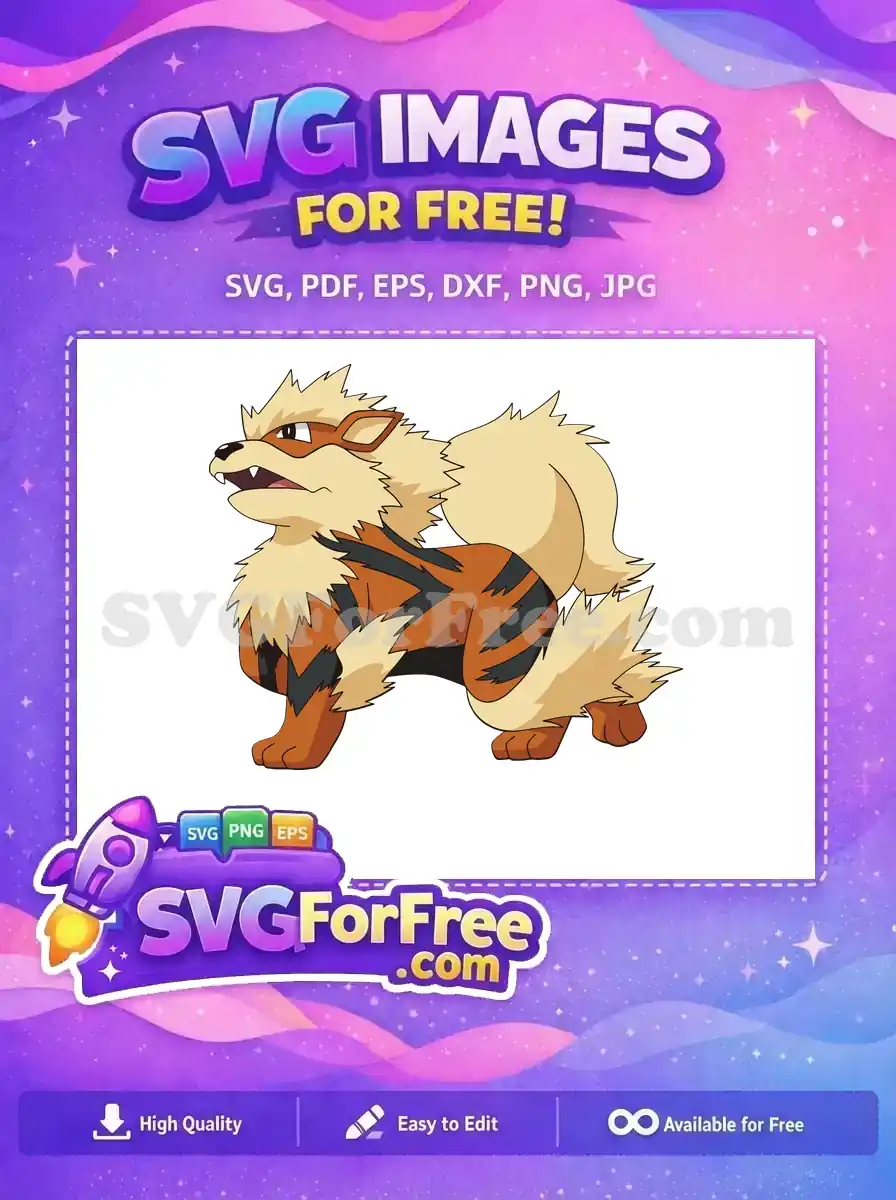 Free Arcanine Growlithe Evolution Free Pokemon Cartoon Design Free SVG