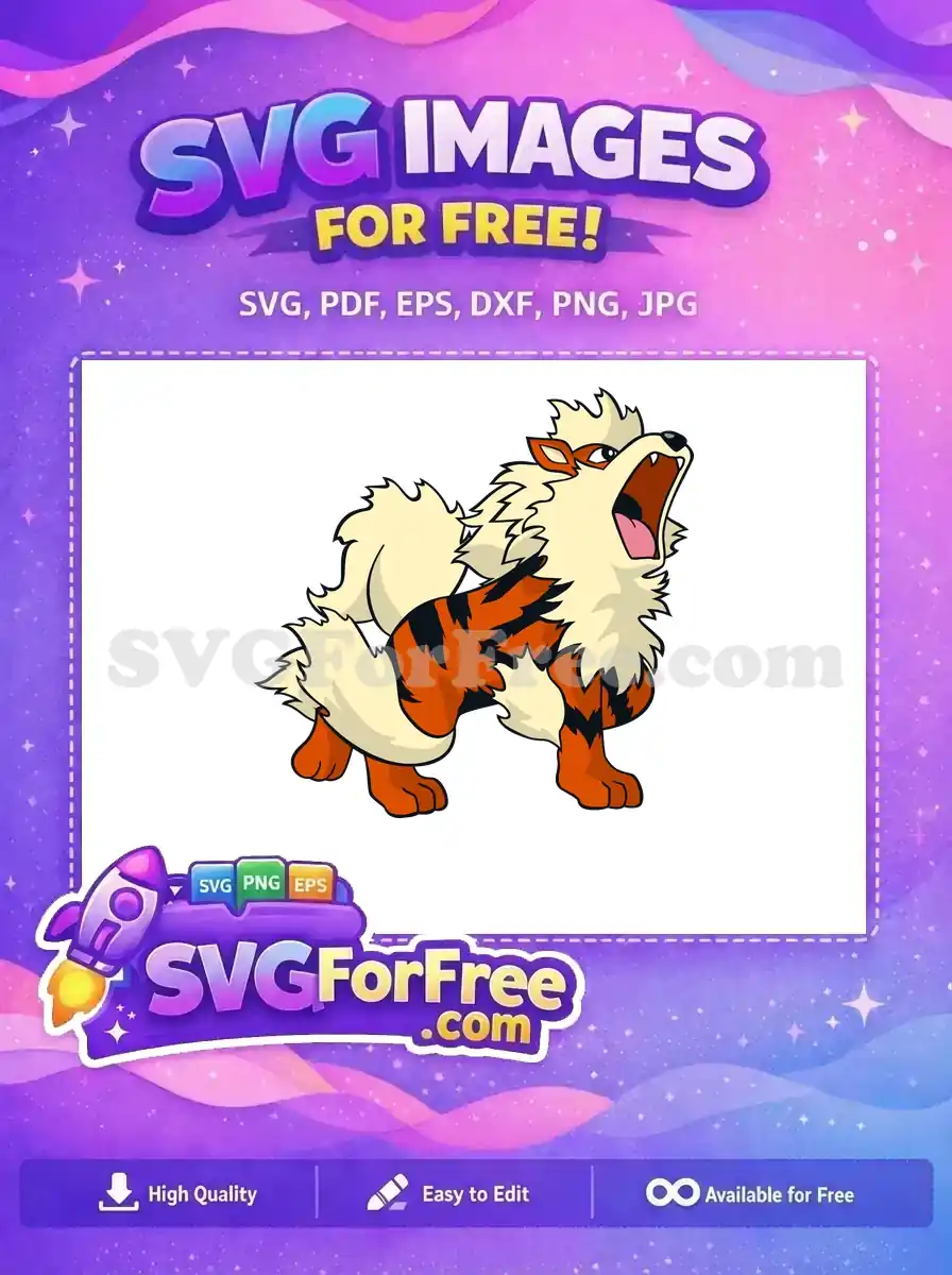 Free Roaring Arcanine Free Orange Stripes Pokemon Free SVG