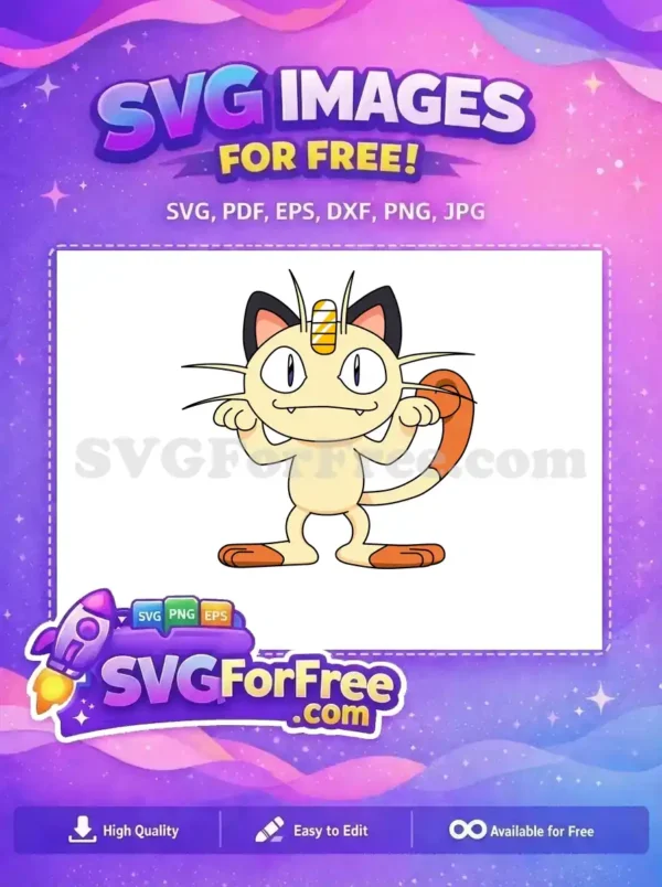 Free Upbeat Meowth Free Coin Pokemon Cartoon Free SVG