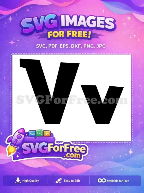 Free Letter V Initial Free Black Monogram Pokemon Free SVG