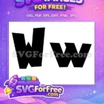 Free Letter W Design Free Black Silhouette Alphabet Free SVG - Instant Download