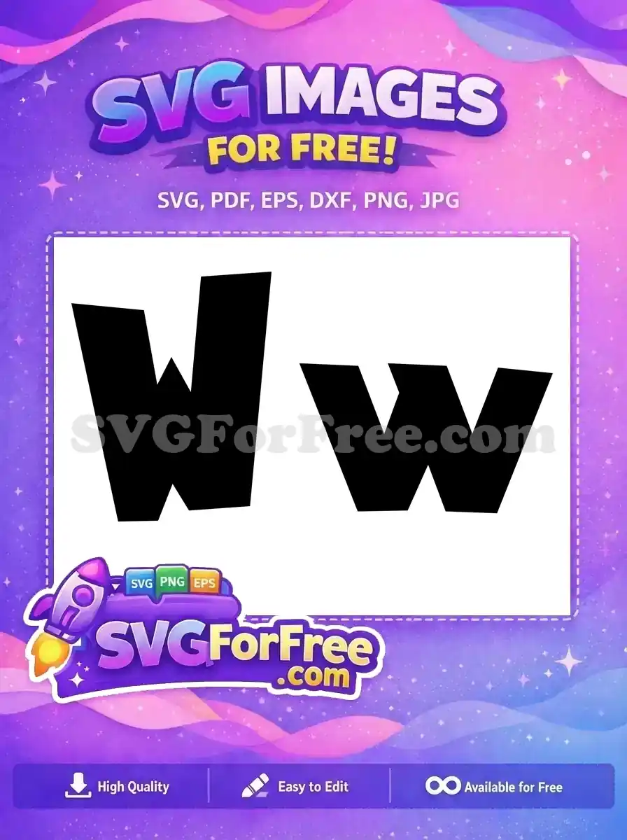 Free Letter W Design Free Black Silhouette Alphabet Free SVG