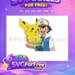 Free Smiling Pikachu Free Holding Ash Pokemon Free SVG - Instant Download