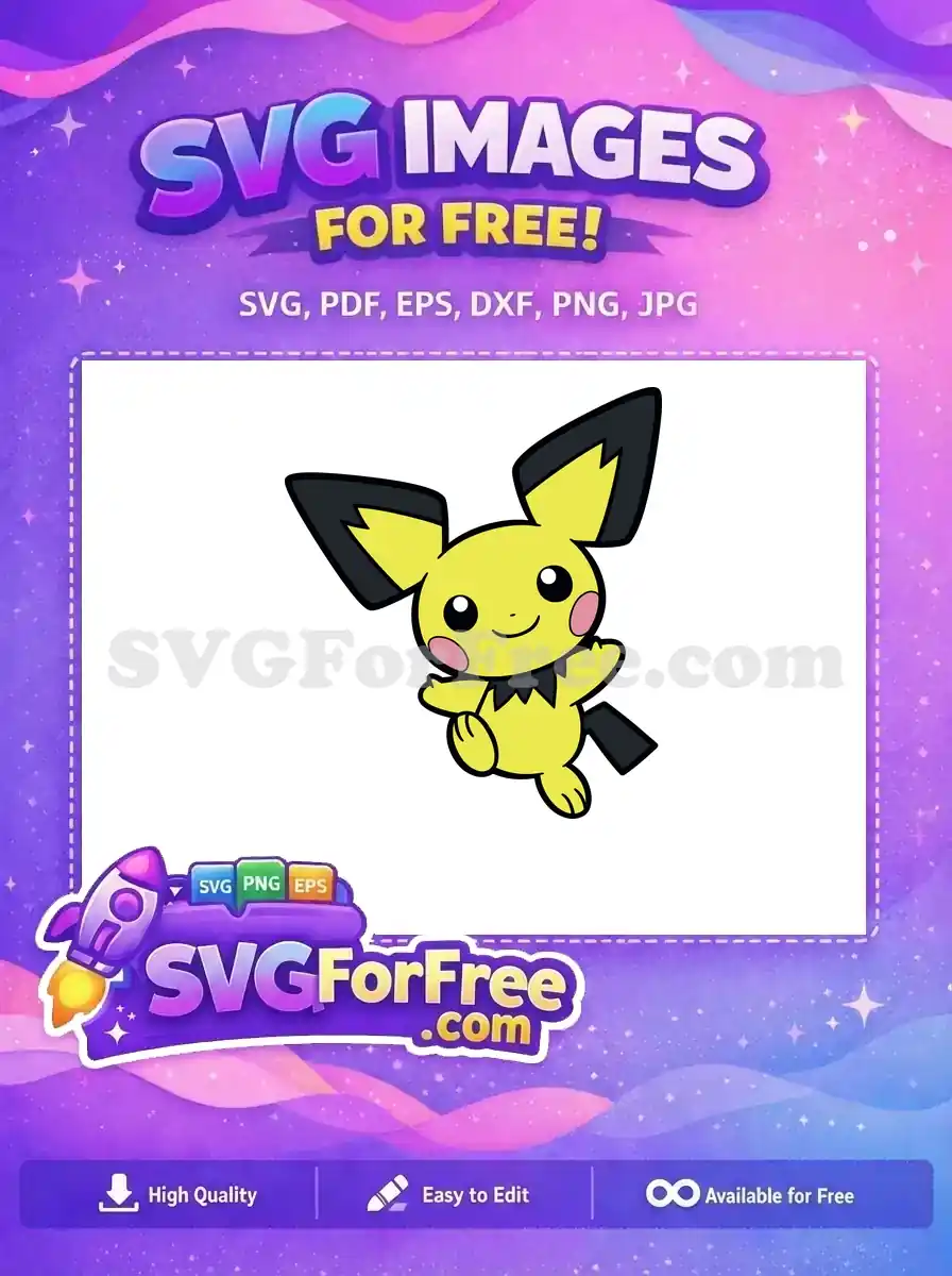 Free Happy Pichu Cheeks Free Pokemon Cartoon Style Free SVG