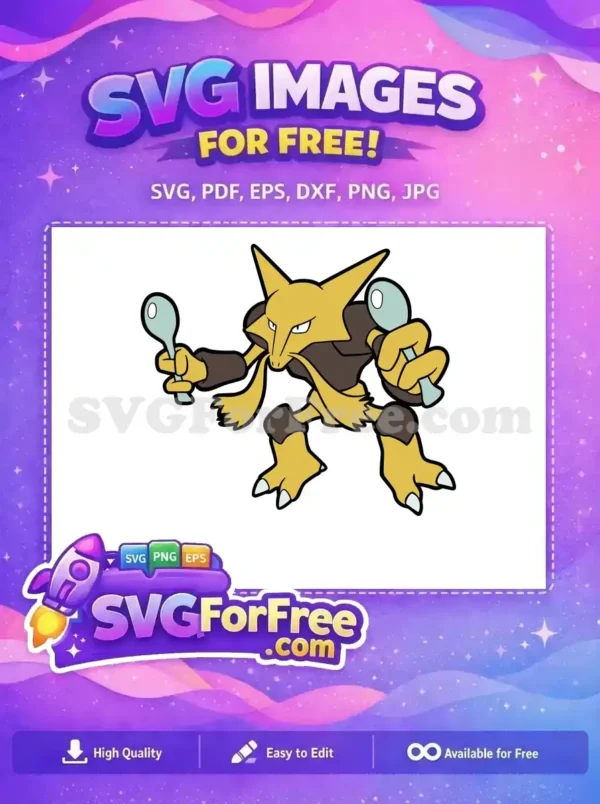 Free Angry Alakazam Spoons Free Pokemon Cartoon Free SVG