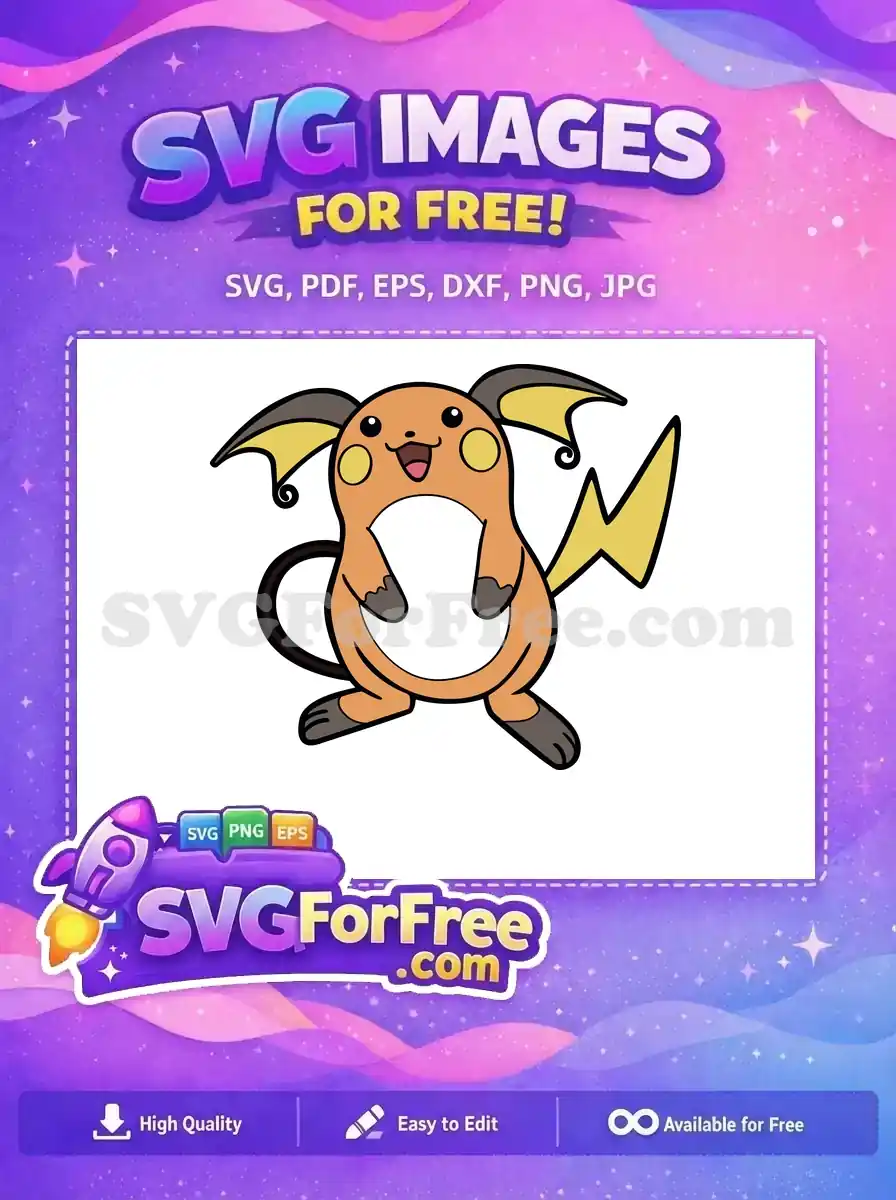 Free Smiling Raichu Free Lightning Bolt Pokemon Free SVG