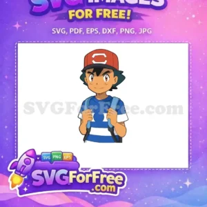 Free Ash Ketchum Red Hat Free Blue Striped Shirt Pokemon Free SVG
