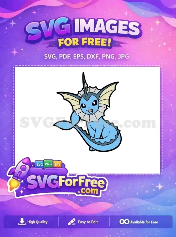 Free Smiling Vaporeon Free Blue Pokemon Cartoon Free SVG