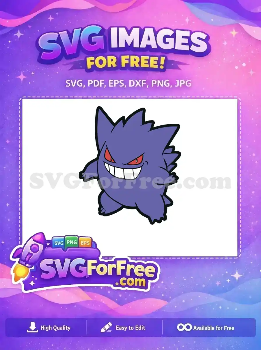 Free Purple Gengar Free Red Eyes Pokemon Free SVG 2