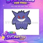 Free Purple Gengar Angry Smile Free Pokemon Cartoon Free SVG - Instant Download