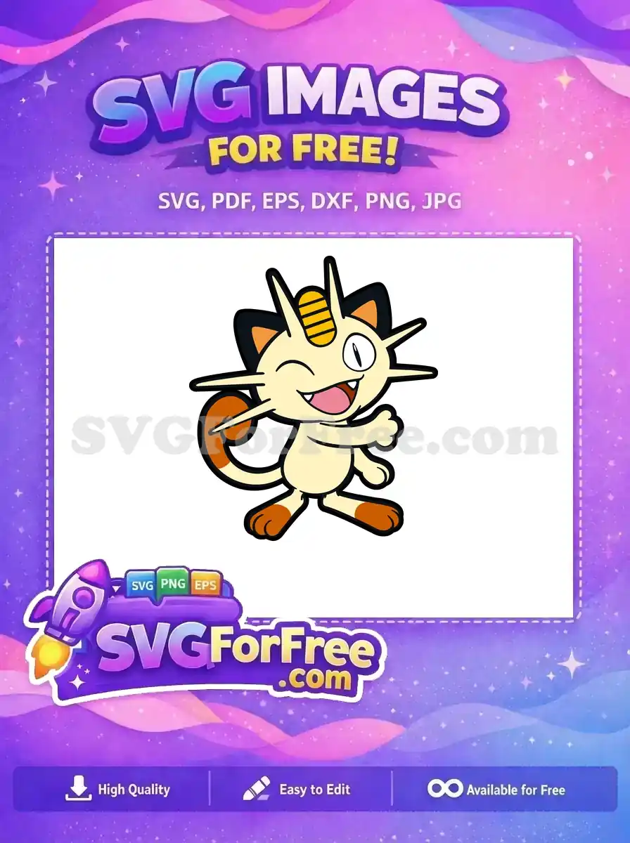 Free Winking Meowth Free Striped Head Yellow Pokemon Free SVG