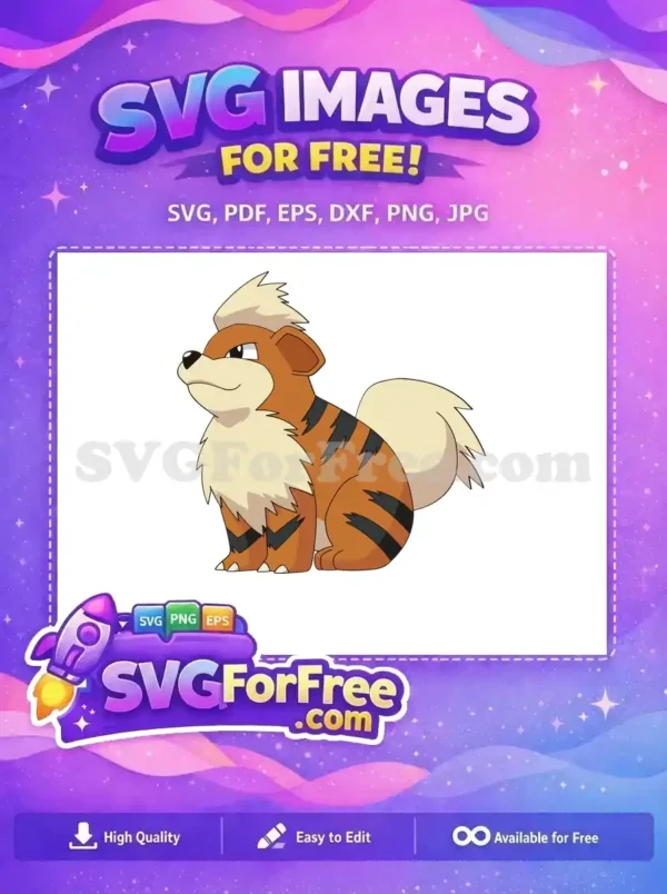 Free Orange Growlithe Free Black Stripes Pokemon Free SVG 1
