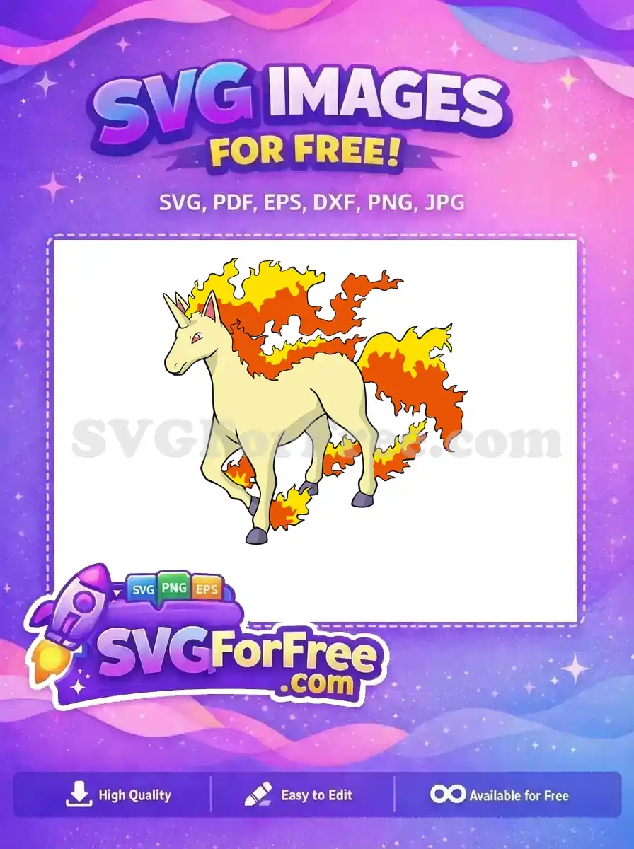 Free Unicorn Horn Rapidash Free Yellow Orange Fire Pokemon Free SVG