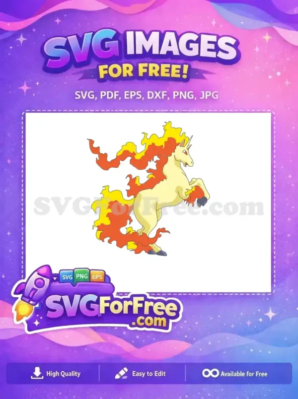 Free Rearing Ponyta Free Fiery Mane Pokemon Free SVG