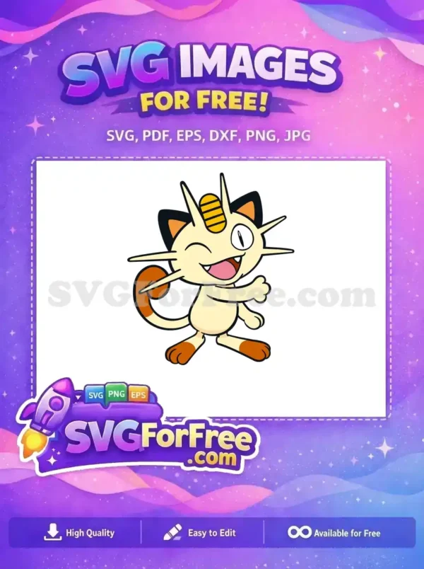 Free Winking Meowth Free Happy Pokemon Cartoon Free SVG