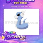 Free Cute Dragonair Pokemon Free Blue Cartoon Character Free SVG - Instant Download