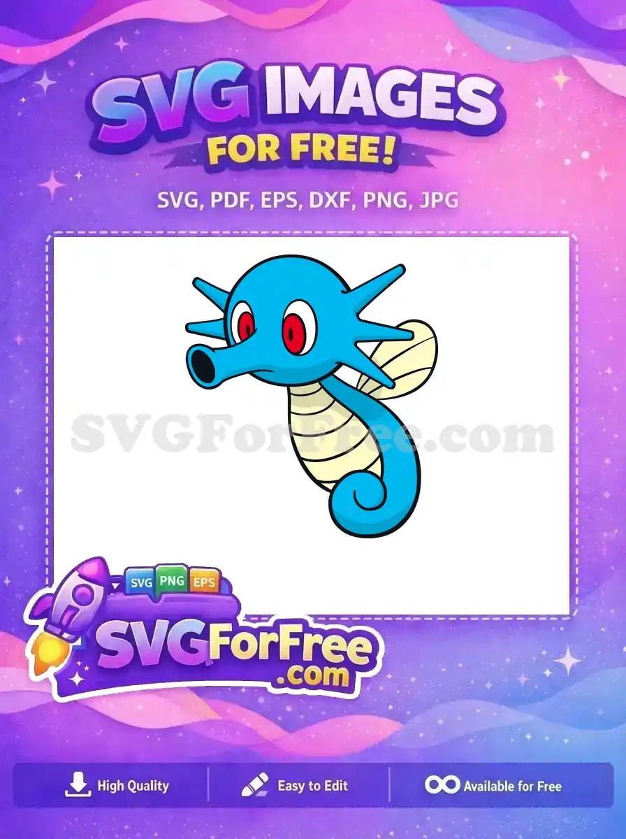 Free Blue Seahorse Red Eyes Free Pokemon Cartoon Free SVG
