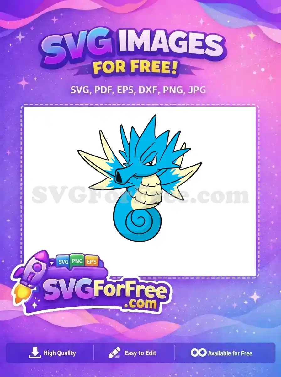 Free Blue Angry Seadra Free Pokemon Cartoon Free SVG