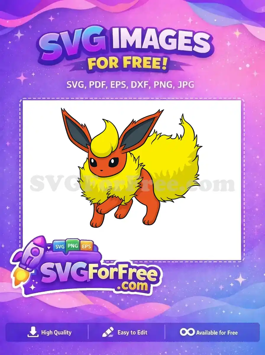 Free Orange Flareon Free Pokemon Yellow Fluffy Cartoon Free SVG