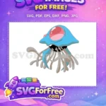 Free Cyan Tentacool Free Menacing Expression Pokemon Free SVG - Instant Download