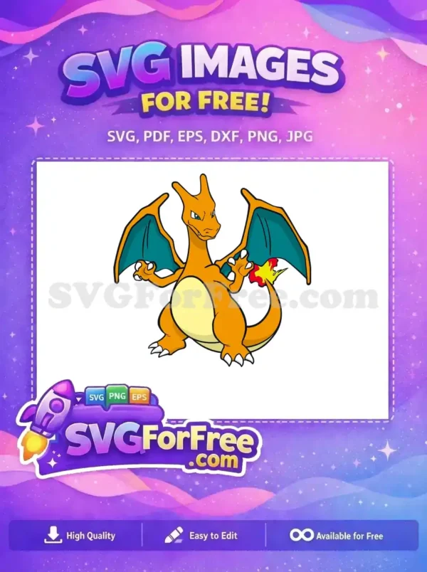 Free Orange Angry Charizard Free Teal Wings Pokemon Free SVG