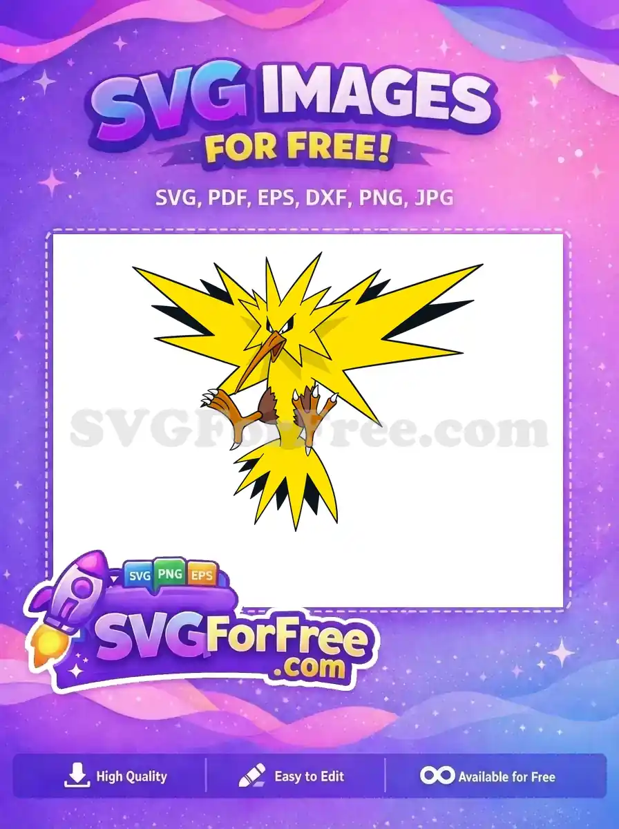 Free Angry Zapdos Pokemon Free Flying Cartoon Character Free SVG