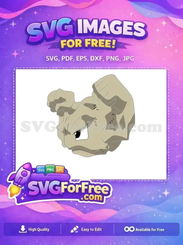 Free Rock Type Pokemon Free Geodude Angry Expression Pokemon Free SVG