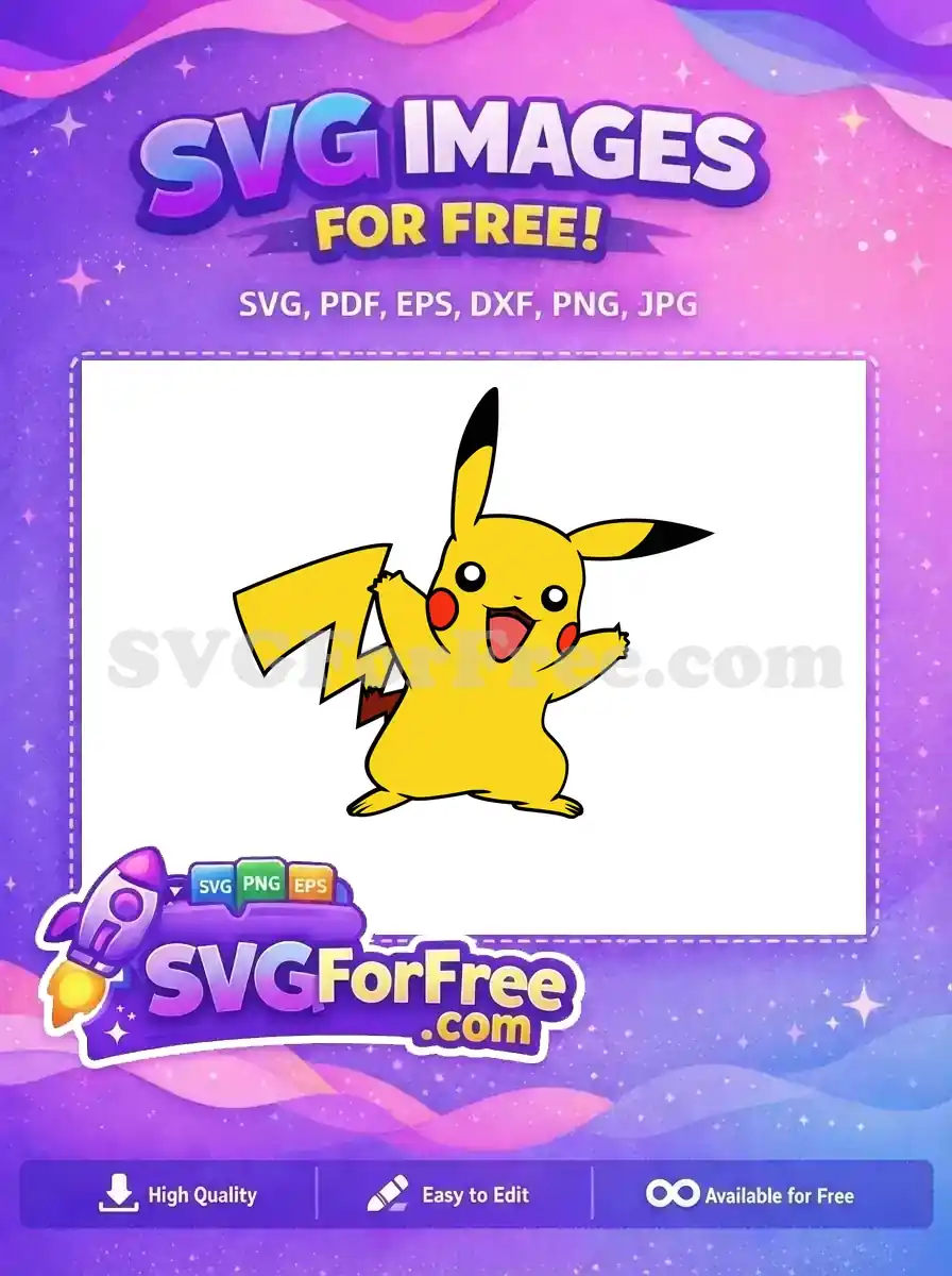 Free Cheerful Pikachu Free Red Cheeks Pokemon Free SVG 2