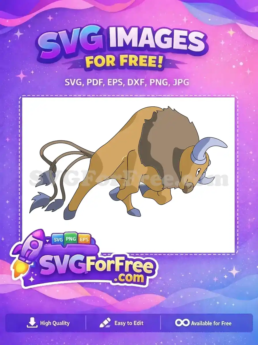 Free Raging Tauros Pose Free Pokemon Cartoon Free SVG