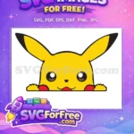 Free Peeking Cheerful Pikachu Free Pokemon Cartoon Free SVG - Instant Download
