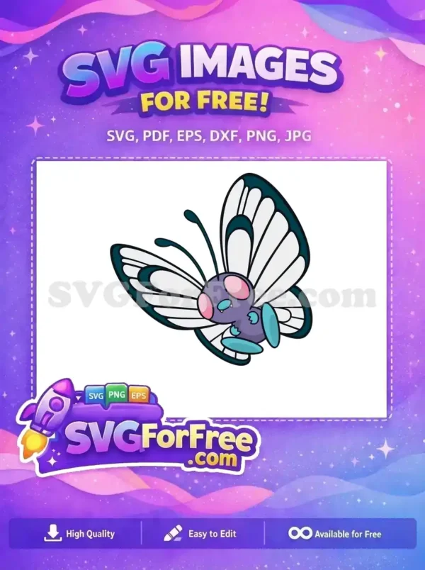 Free Purple Butterfly Free Pink Cheeks Pokemon Cartoon Free SVG