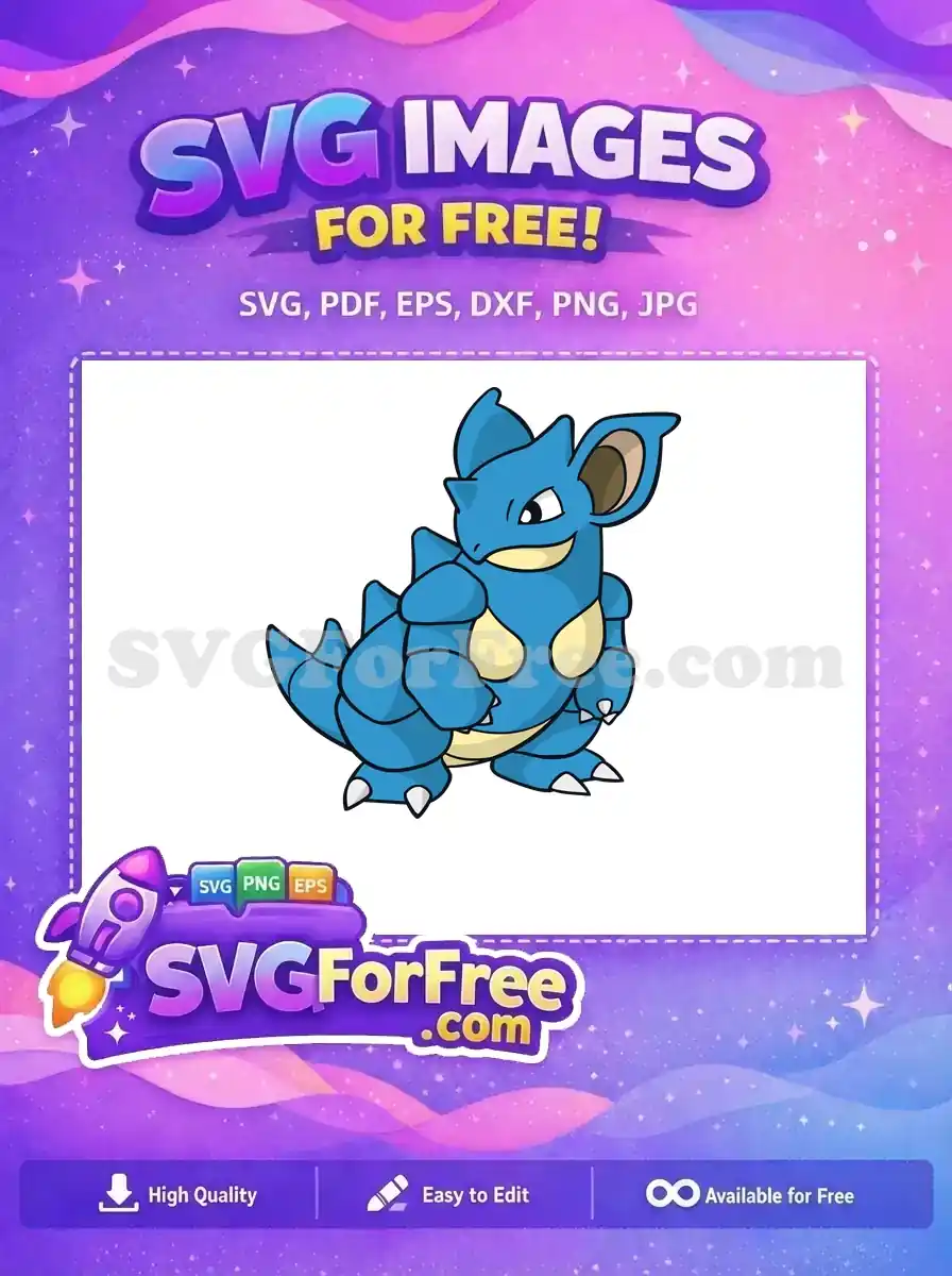 Free Blue Pokemon Cartoon Free Nidorino Character Design Free SVG