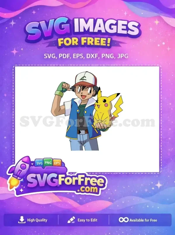 Free Ash Ketchum Free Pikachu Pokemon Cartoon Free SVG