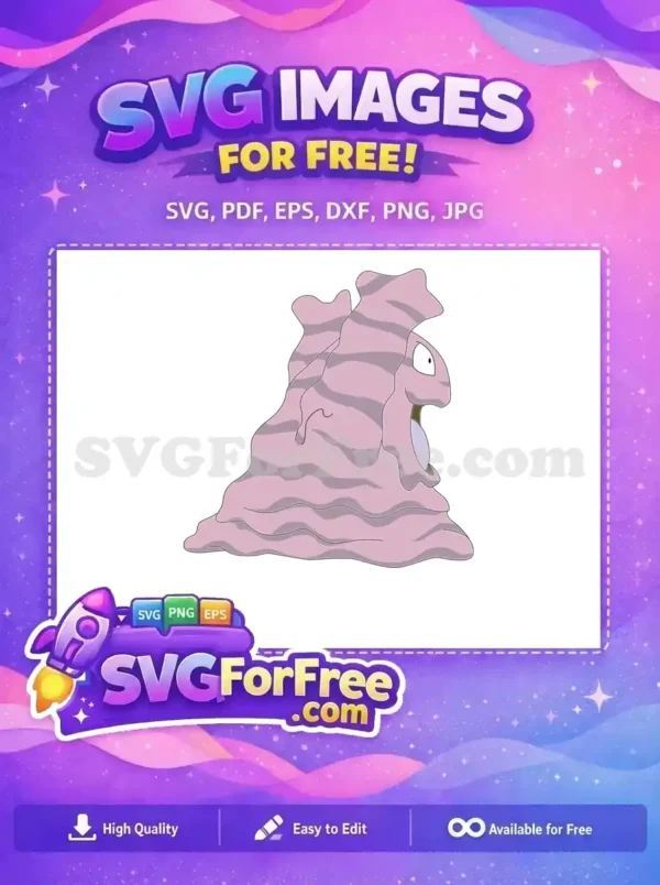 Free Striped Pink Muk Pokemon Free Open Mouth Cartoon Free SVG