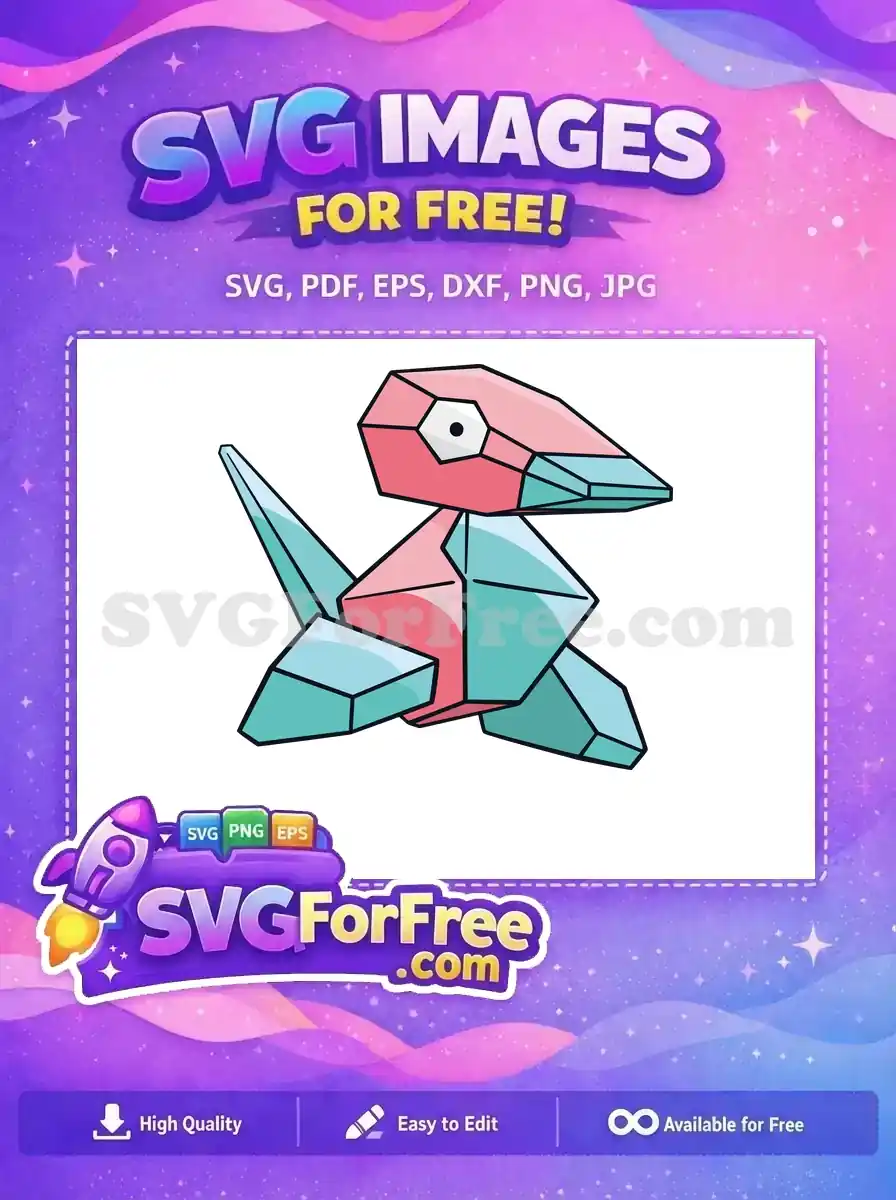Free Polygonal Design Free Teal Pink Porygon Pokemon Free SVG