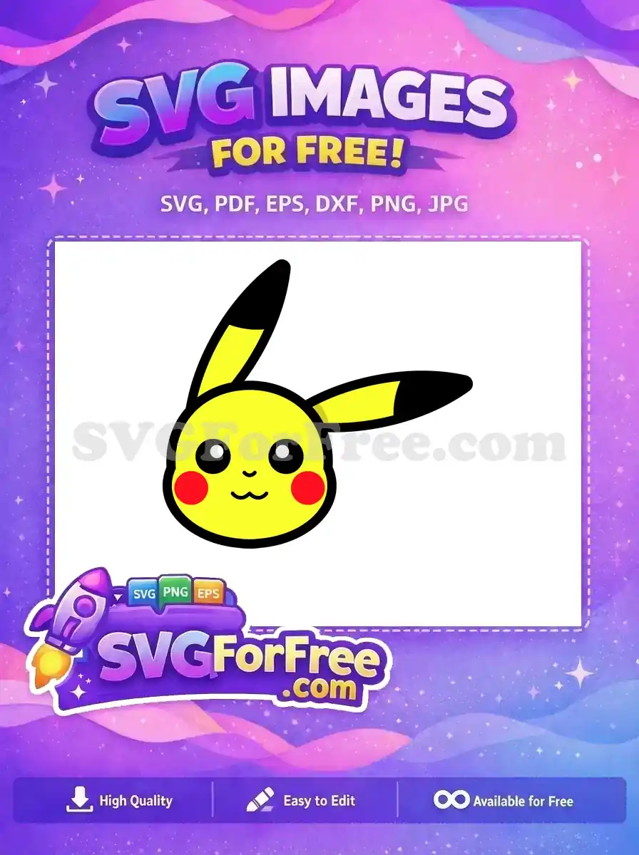 Free Smiling Pikachu Face Free Red Cheeks Pokemon Free SVG 3