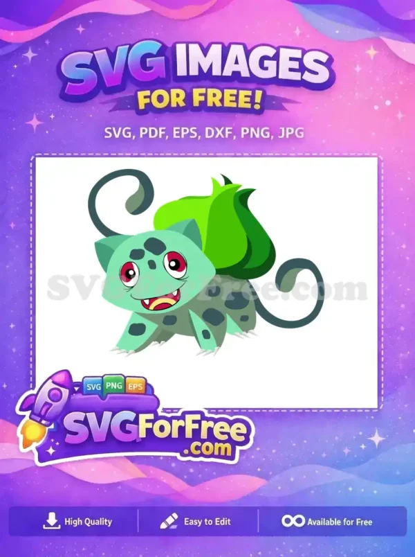 Free Happy Bulbasaur Free Red Eyes Pokemon Free SVG 3
