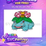 Free Blue Venusaur Angry Eyes Free Pink Flower Pokemon Free SVG - Instant Download